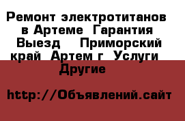 Ремонт электротитанов  в Артеме. Гарантия. Выезд! - Приморский край, Артем г. Услуги » Другие   